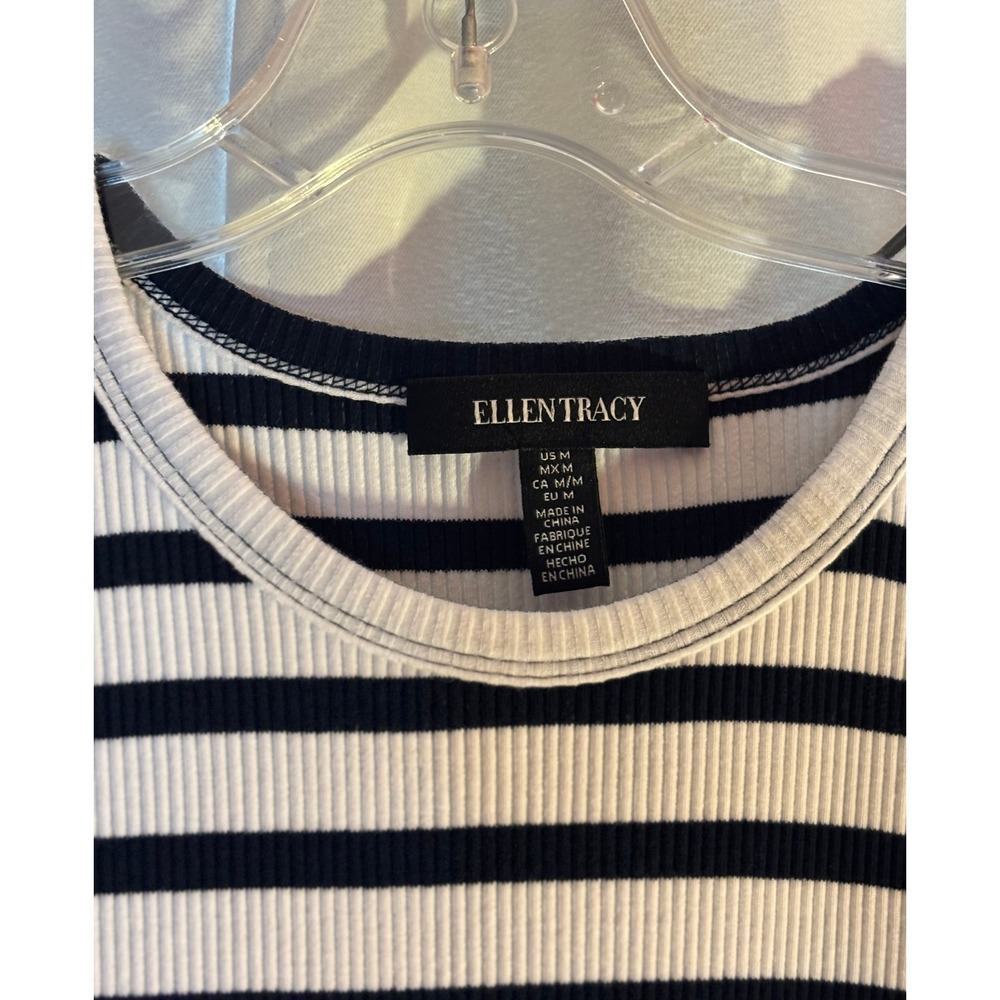Ellen Tracy Navy White Striped Maxi Dress Sleeveless Nautical ETWS5166 Pockets - Picture 2 of 6